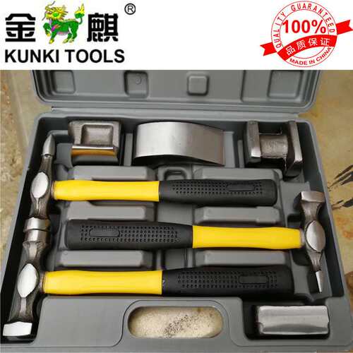厂家供应七件套黄黑柄锻打汽车修理钣金工具 K7PCS001
