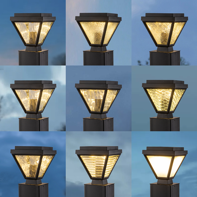 方管灯太阳能柱头灯别墅s庭院门柱围墙灯户外防水护栏杆接电柱子