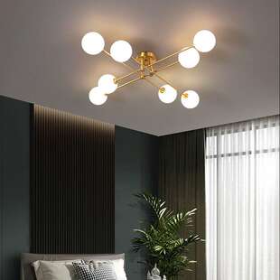 全铜客厅设计款造型吸顶灯极简风主卧室可换灯泡创意个性书房灯具