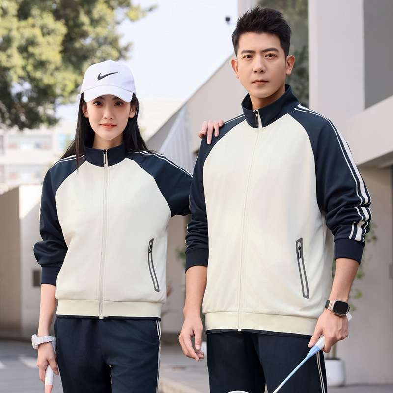 春秋季男女团服套装韩版时尚男女跑步休闲运动服情侣套装可印logo