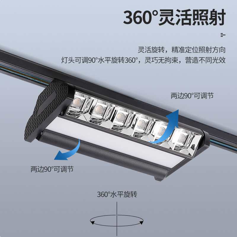 超市货架双偏光射灯中间泛光商场货架灯灯商超轨道补光防眩导轨灯