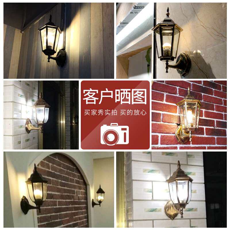 防水户外壁灯美式复古阳台门口创意过道楼梯间欧式室外墙庭院灯具