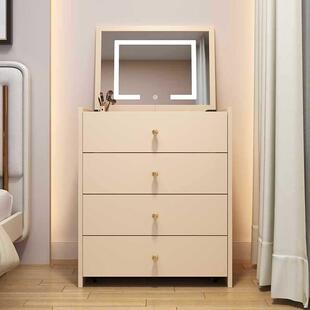 实木折叠梳妆台一体卧室小户型化妆台床头斗柜简约化妆桌镜子翻盖