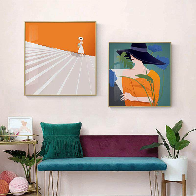 现代时尚人物女装店铺工作室壁画北欧简约玄关餐厅挂画客厅装饰画