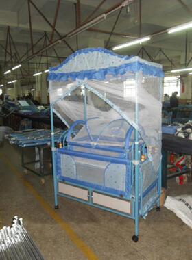 婴儿床推床布艺小推车儿童床宝宝铁床婴儿床摇篮床可加长bb拼接床