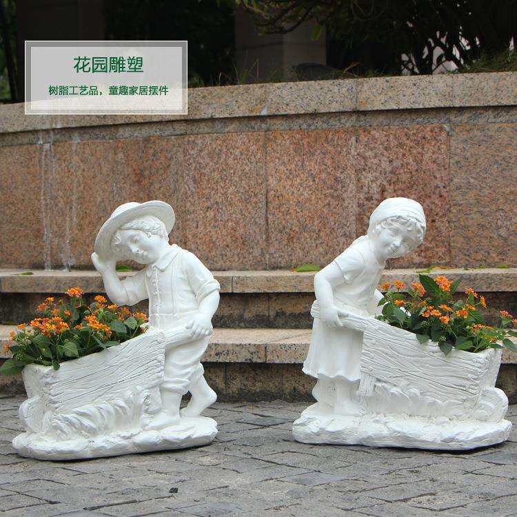 花盆创意欧式人物小孩摆件家居阳台庭院装饰园艺景观雕塑工艺品