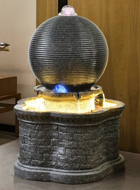 欧式流水生财g圆球加湿器办公室店铺造景观家居景观落地前台大摆