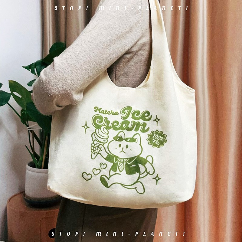 别动小行星原创帆布包单肩包日系文艺H可爱学生托特休闲布袋大容