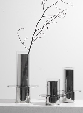 现代轻奢样板房售楼部客厅玄关茶几桌G面台面装饰花器花瓶金属摆