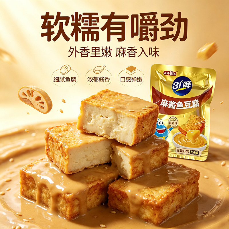 盐津铺子麻酱鱼豆腐独立小包装开袋即食追剧办公解馋卤味休闲零食