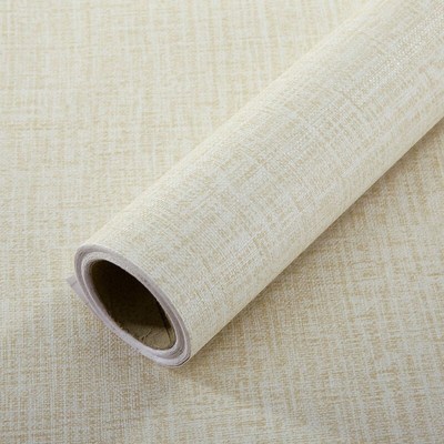 斯图仿亚麻纹墙纸自粘素色加厚防水F客厅电视背景墙家具翻新装饰