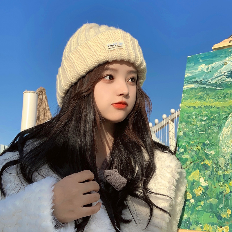 2021日系大头围宽松圆脸适合的毛线帽子女冬保暖爆W款显脸小针织