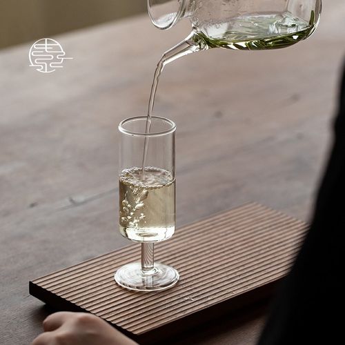 河素山房 宋g式高脚泡绿茶专用玻璃杯110ml耐热猴魁冰茶冷萃泡茶