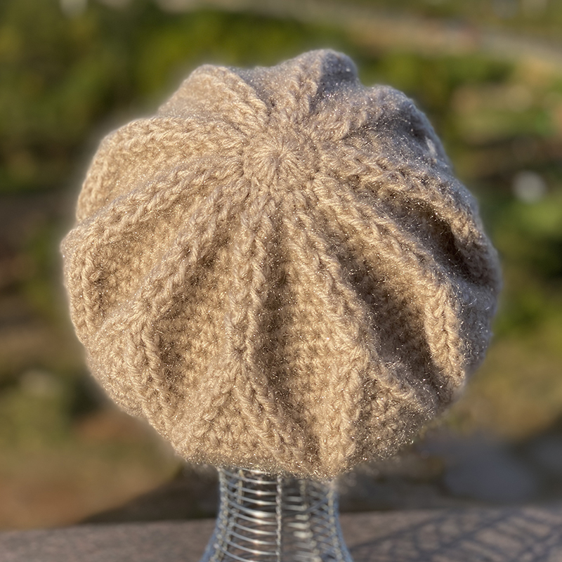 日系针织毛线e贝雷帽子女秋冬季休闲百搭韩版时尚复古画家蓓蕾帽