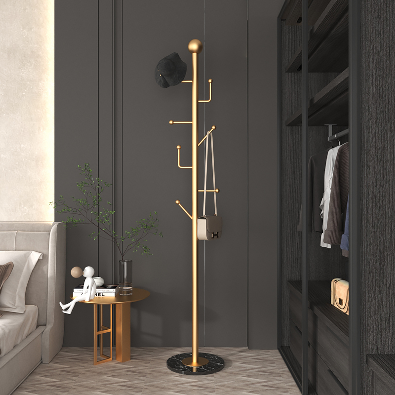 大理石衣帽架卧室内简易家用晾衣架落H地轻奢单杆式收纳挂衣挂包