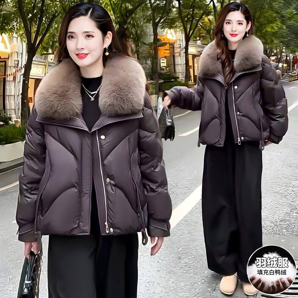 冬季新款大毛领短款羽绒服女2026年简约时尚优雅妈妈装洋气外套