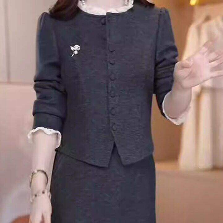 高档磨毛精纺假两件套装连衣裙2026冬季新款女装气质显瘦时尚裙子