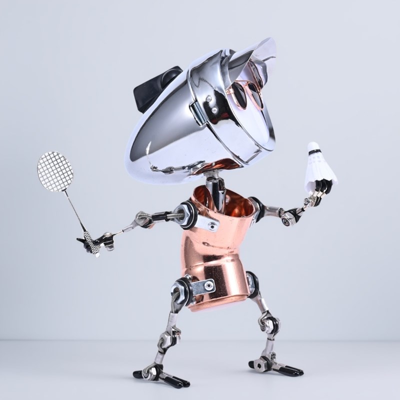 工业风金属高级手工机器人夜灯桌面氛围摆件运动羽毛球.男友礼品