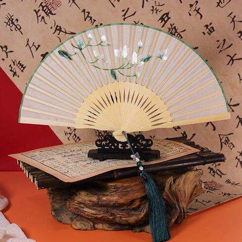 旗袍扇子刺绣中国风扇子苏州古风新中式汉服扇子旗袍扇子折扇扇子