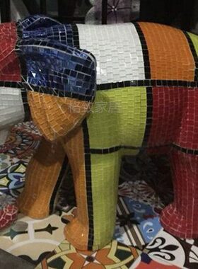 象房地产门厅精大象摆件  开业装饰马赛克工艺品如意吉美酒店