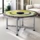 饭商用不锈钢圆桌饭桌火锅桌电磁炉一体台折叠桌子家用餐桌带转盘