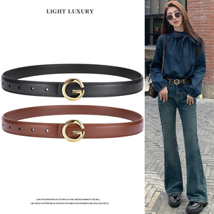 网红皮带女G字扣真皮百搭简约时尚ins风腰带韩版装饰配牛仔裤腰带