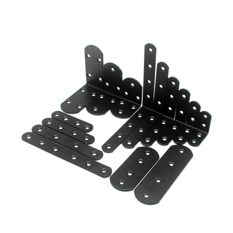 黑色铁角码直角层板钉层板托 w托铁片角铁加厚角码90度超连结片黑