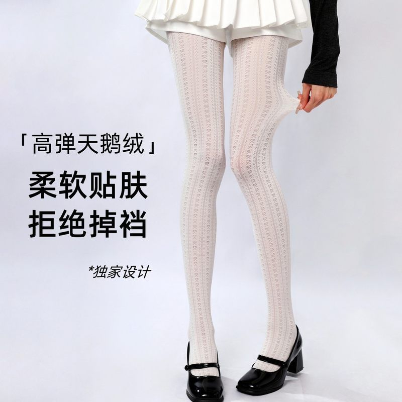 春秋lolita打底裤蝴蝶结丝袜提花