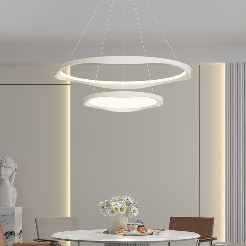 奶油风餐厅灯2025新款圆环吊灯现代简约大气创意吧台灯书房卧室灯