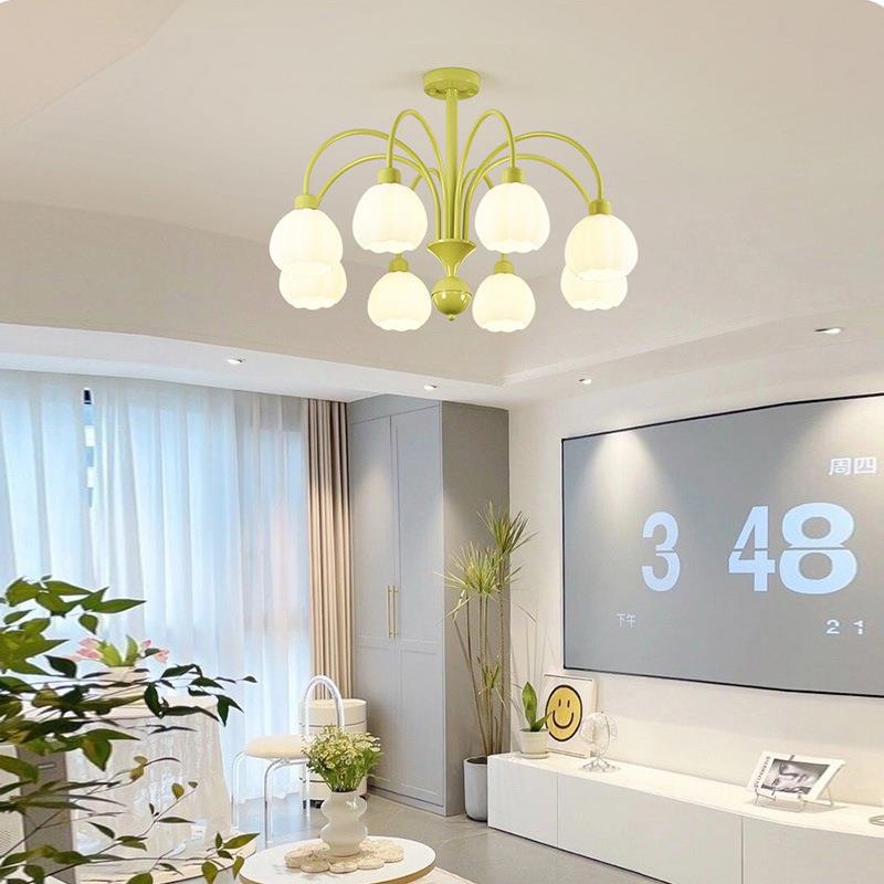 法式简约客厅吊灯新款田园铃兰花主灯现代奶油风灯具卧室灯饰