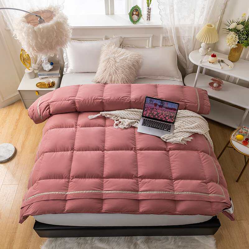 厂家 韩版纯棉简约双层立体羽绒被壳自充绒半成品静音款柔软