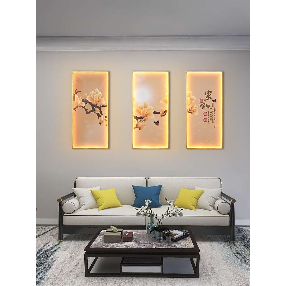 新中式led客厅卧室床头沙发走廊室内餐厅背景装饰挂画壁画灯调光图片