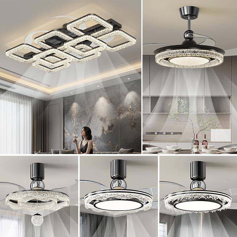 现代简约风扇灯客厅餐厅吊扇灯卧室隐形智能护眼一体静音风扇灯