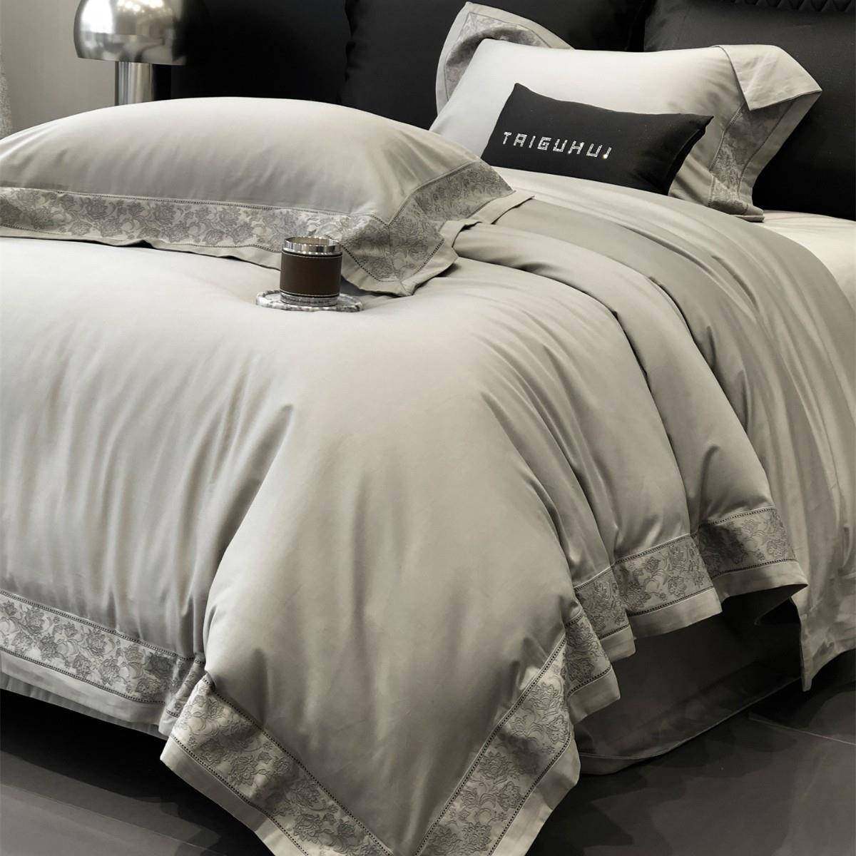 轻奢风全棉磨毛镂空花边磨毛四件套秋冬季加厚保暖床品家纺芙蕾特