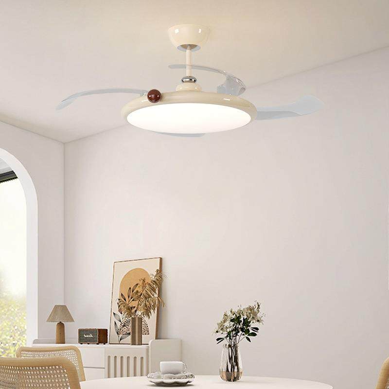 奶油中古风扇灯2025新款餐厅吸顶灯卧室高级时尚全光谱led护眼灯