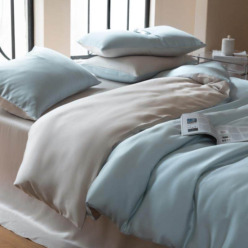 a类莱赛尔兰精天丝四件套夏季凉感床上用品南通家纺纯色床单被套