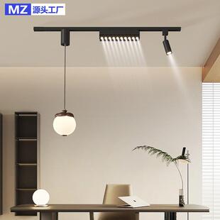 中古风可移动多头轨道格栅餐厅吊射灯创意柿子饭厅吧台灯2025新款