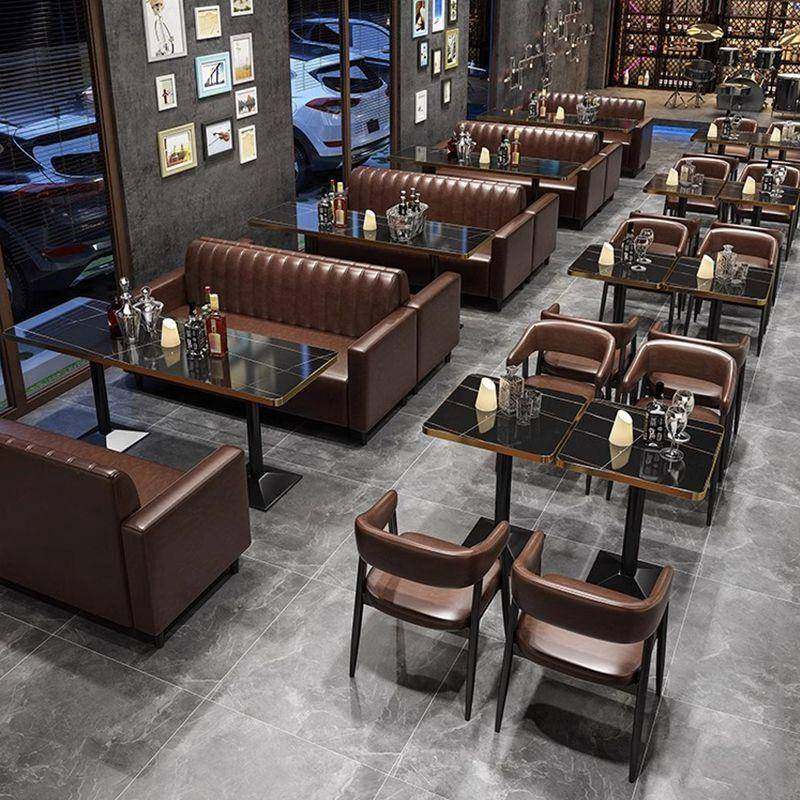 咖啡厅酒吧桌椅组合酒馆西餐烧烤奶茶店沙发复古休闲餐饮卡座清吧