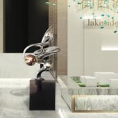 不锈钢飘带雕塑立体酒店大堂家居落地摆件户外园林景观小品现代