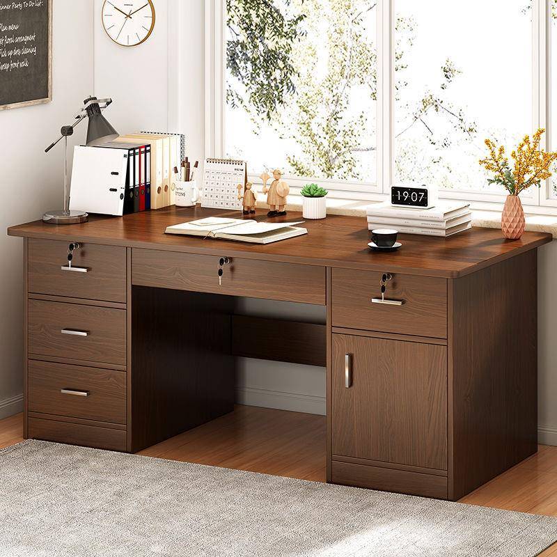 电脑桌台式简约现代家用学生书桌卧室写字桌带锁办公桌子