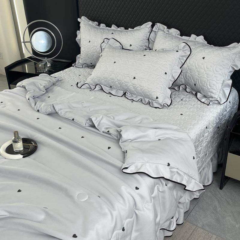 新款夏季水洗冰丝夏凉床盖款四件套可机洗夏被丝滑裸睡双人三件套