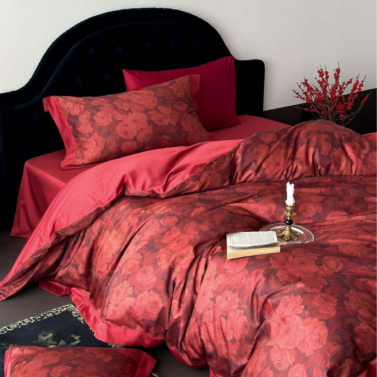 婚庆长绒棉贡缎100S床单四件套结婚红色被套裸睡床上用品