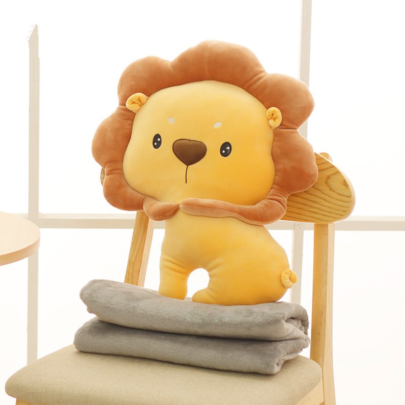 狮子抱枕被子两用办公q室午睡枕头沙发客厅靠枕毯子二合一车载车