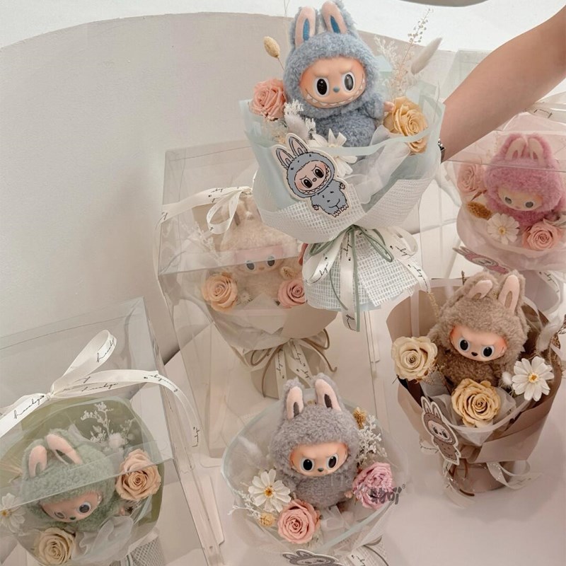 卡通labbubu小花束玩偶公仔成品花束实用惊喜拍照礼物仪式感送朋
