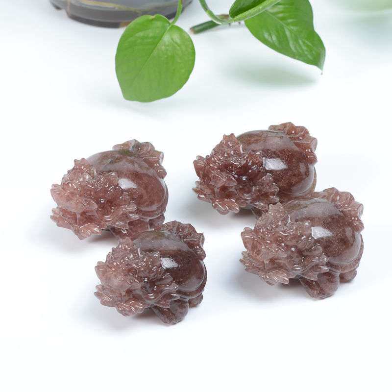 厂家直销天然草莓晶龙龟新款小摆件家居装饰品客厅摆设简约美化