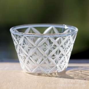 江户切子手工雕刻手握猪口杯拉花杯现代透明玻璃咖啡杯220ml