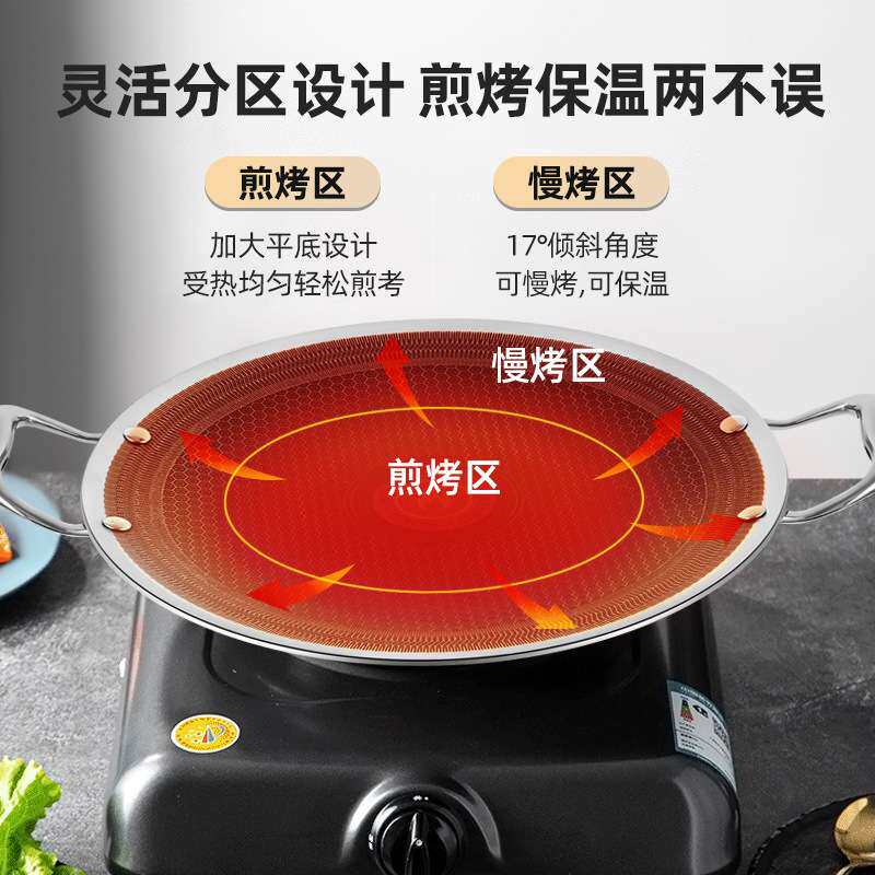 户外露营烤盘不锈钢卡式炉电陶电磁炉专用烤盘家用烤肉盘烧烤盘