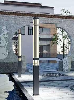 中式户外方形景观灯3米小区庭院灯园林公园led路灯铁艺庭院灯