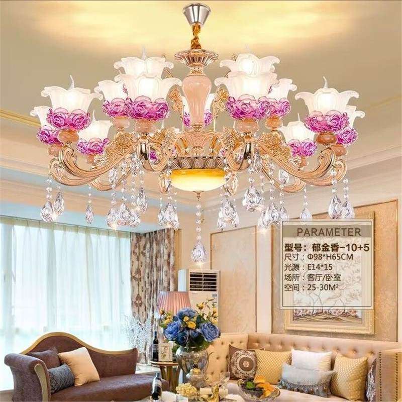 欧式紫色客厅水晶吊灯简约现代大厅家用主卧室餐厅灯酒店公寓灯饰