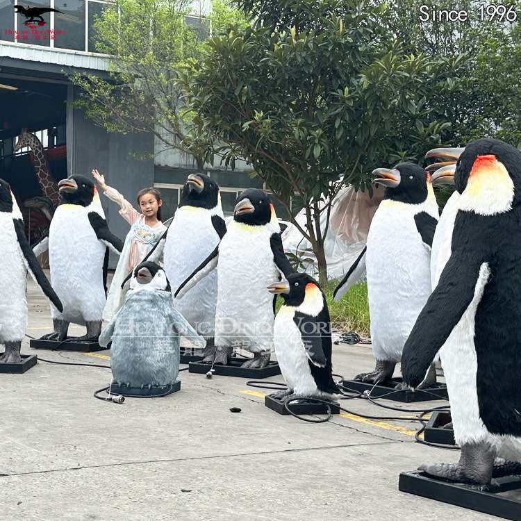 仿真海洋动物模型 机械电动企鹅家族 极地公园动物园商场摆件装饰